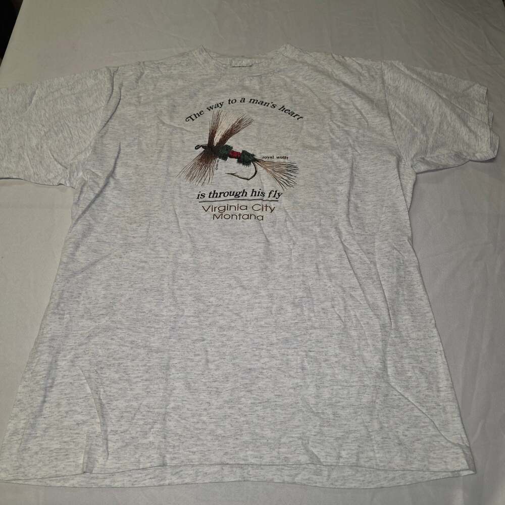 Vintage 1991 Virginia City Montana Fly Fishing T-Shirt XL single stitch